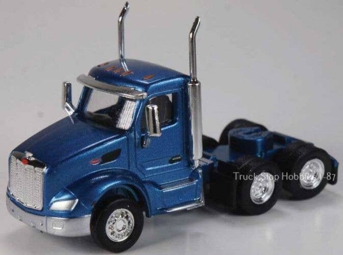 Peterbilt 579 3-Axle Day-Cab Tractor Only 2 Pack - Assembled -- Blue, HO, Herpa Models 410532