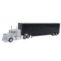Kenworth W-900 w/Skirted Chassis, Tool Box & 48′ Livestock Trailer -- White Tractor, Black Trailer, HO, Herpa Models 6347
