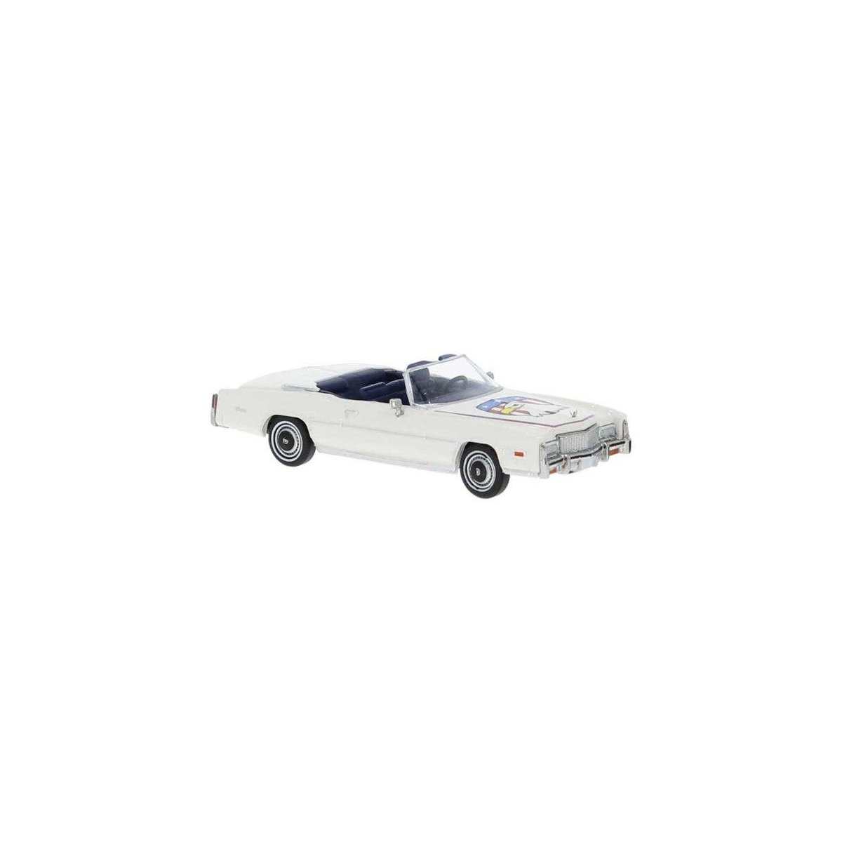 1975 Cadillac Eldorado Convertible - Assembled -- Top Down (white, Eagle Graphics), HO, Brekina Automodelle 19759