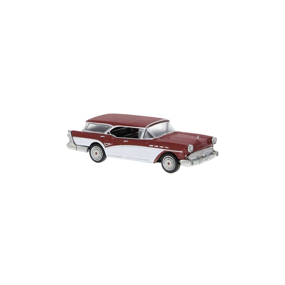 1957 Buick Century Caballero - Assembled -- Metallic Red, White, HO, Brekina Automodelle 18181