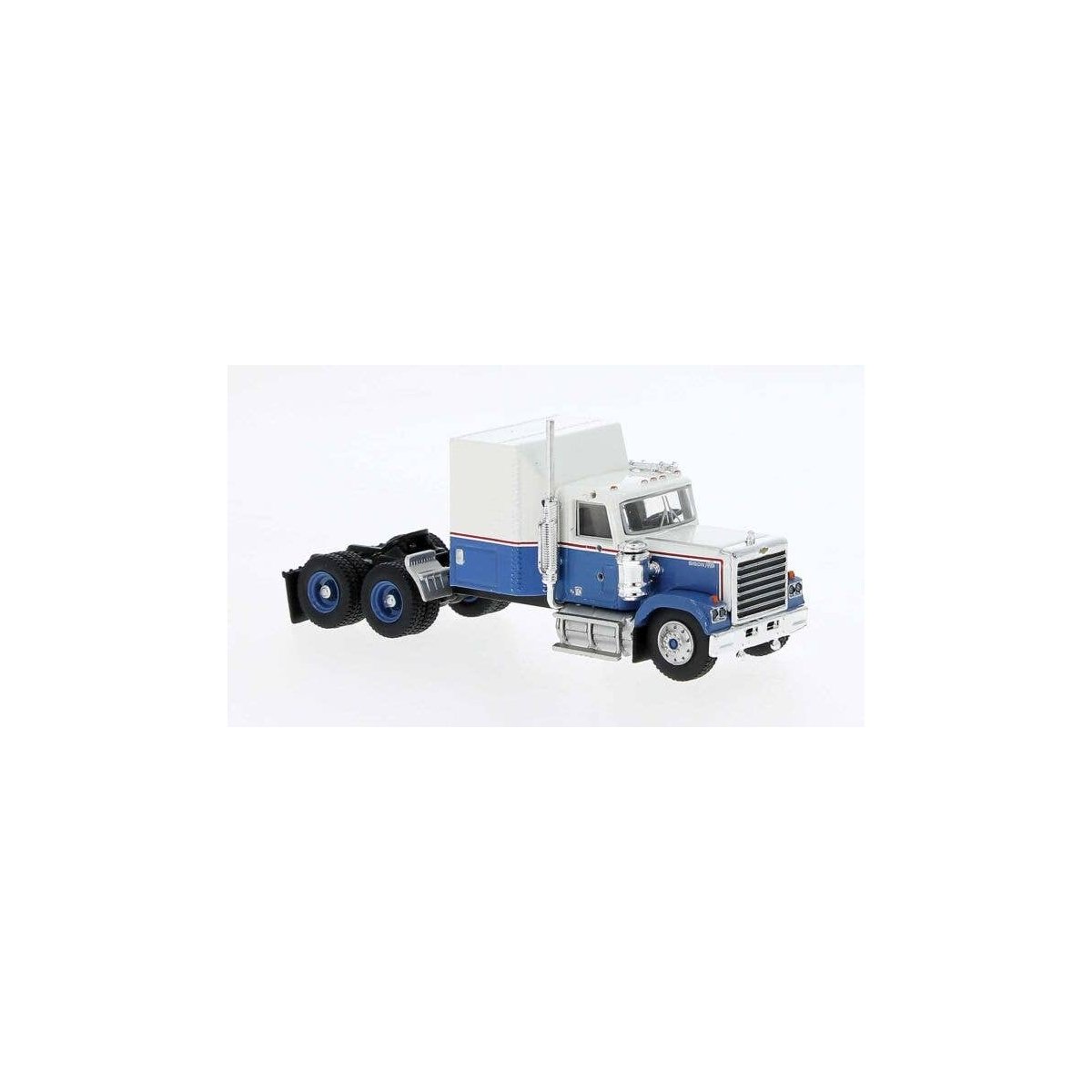 Chevrolet Bison Semi Tractor Only - Assembled -- White, Blue, Red, HO, Brekina Automodelle 85781