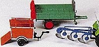 Farm Implements -- Manure Spreader, Trailer & Plow, HO, Preiser Kg 17918
