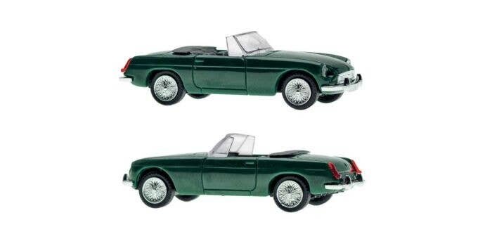 MG B Roadster Convertible - Kit -- Top Down (green), HO, Kibri 11226