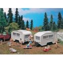 Camping Trailer pkg(2) -- 2-13/32 x 1-5/8 x 1-13/32′ 6 x 4 x 3.5cm, HO, Vollmer Gmbh 45147