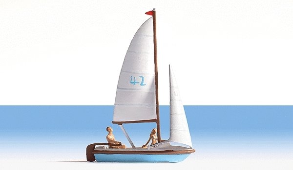 Sailboat - Assembled -- w/2 Figures, HO, Noch Gmbh & Co 16824