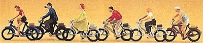 Recreation & Sports -- Bike Riders w/Bicycles, HO, Preiser Kg 10091