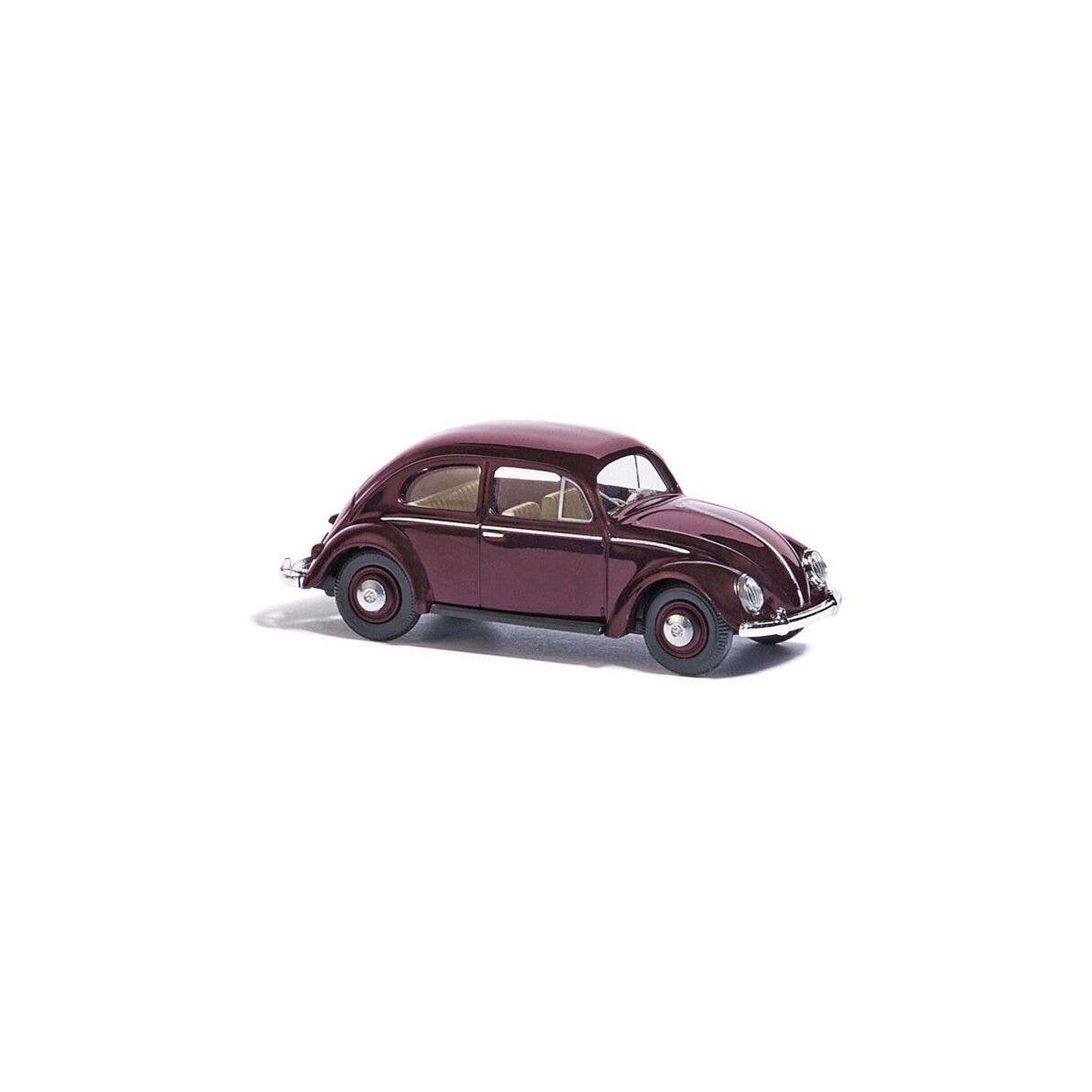 1952 Volkswagen Beetle with Pretzel-Split Rear Window - Assembled -- Red, HO, Busch Gmbh & Co Kg 52901