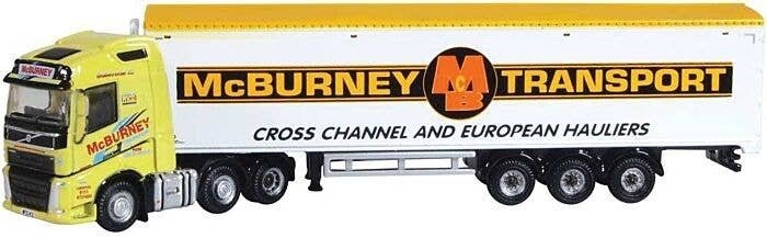 Volvo FH4 Tractor with Walking-Floor Trailer - Assembled -- Mc Burney (yellow, white, red, blac, N, Oxford Diecast NVOL4008
