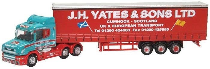 1990-2010 Scania T Tractor with Curtain-Side Trailer - Assembled -- J.H. Yates and Sons Ltd., N, Oxford Diecast NTCAB008