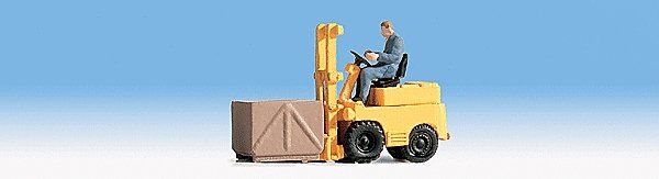 Forklift w/Figure - Assembled -- Yellow, HO, Noch Gmbh & Co 16770
