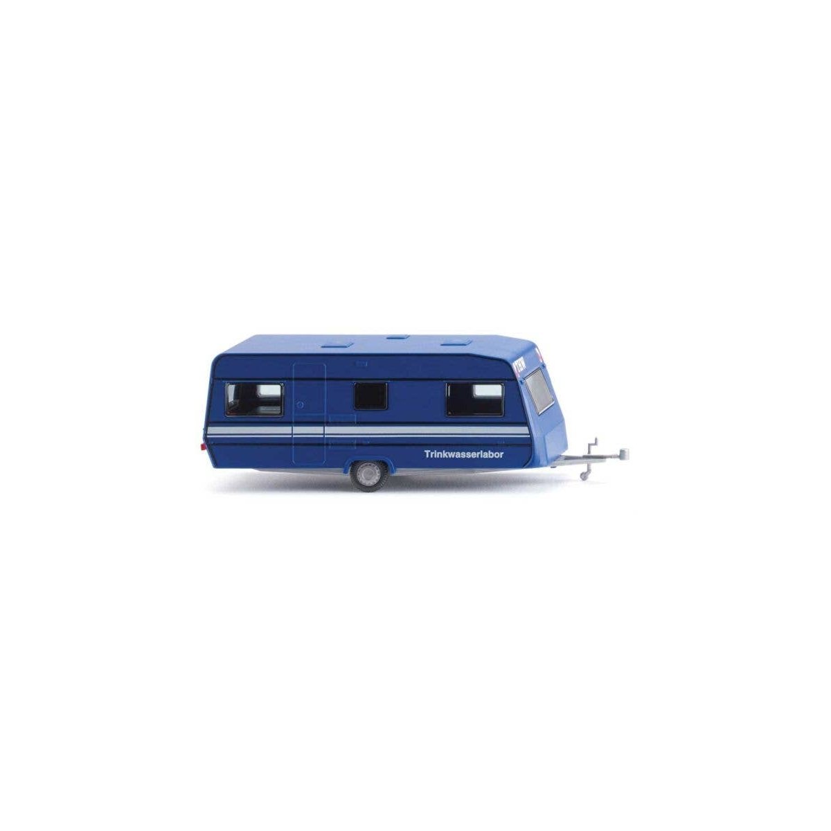1993-1996 Dethleffs 530 Caravan Camper Trailer - Assembled -- THW (blue, white, German Lettering), HO, Wiking 9204