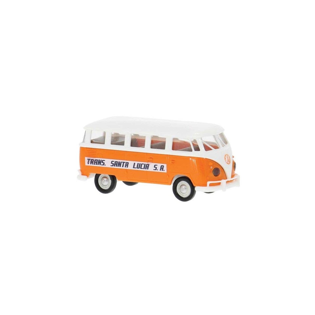 1960-1963 Volkswagen Samba T1b Passenger Van - Assembled -- Trans Santa Lucia (orange, white, HO, Brekina Automodelle 31855
