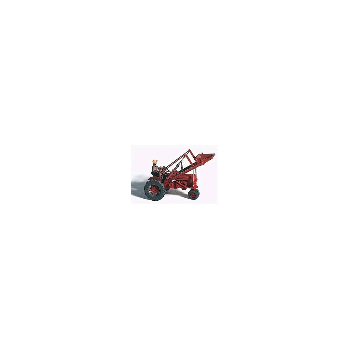 Farm Machinery (Unpainted Metal Kit) -- 1953 Red Farm Tractor with Front Loader (Includes Farmer Figure), HO, GHQ 60005
