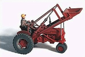 Farm Machinery (Unpainted Metal Kit) -- 1953 Red Farm Tractor with Front Loader (Includes Farmer Figure), HO, GHQ 60005