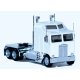 K100 Semi Tractor w/1-Bar Grille & Extra-Long Chassis - Assembled -- White, Chrome Chassis, HO, Herpa Models 35259