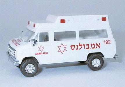 Chevrolet Ambulances - Emergency -- Israeli (white, red), HO, Trident Miniatures 90223