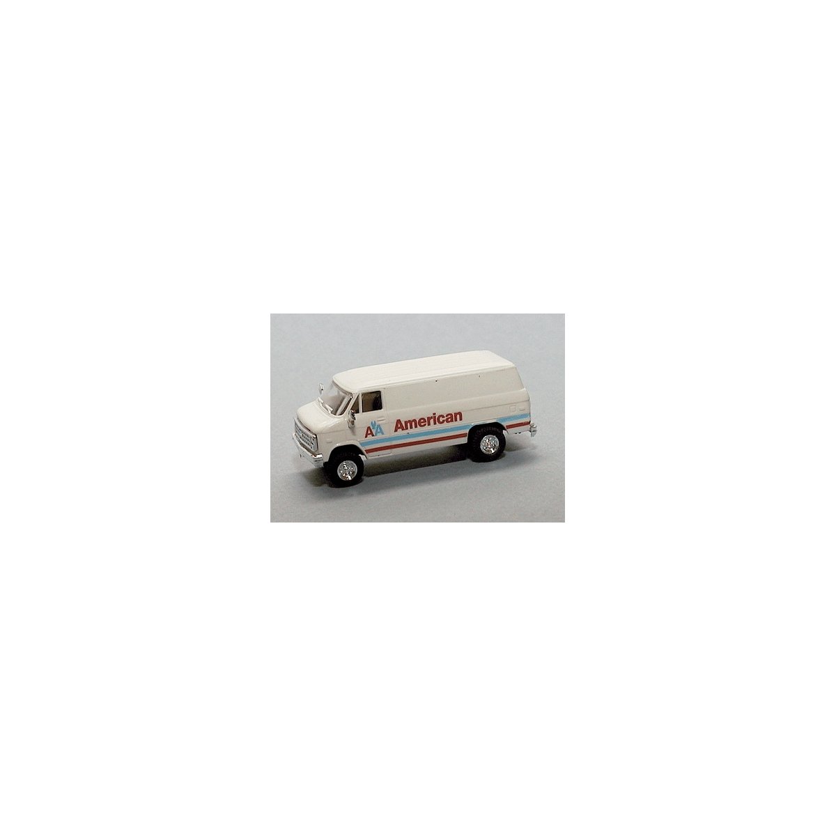 Chevrolet Cargo Vans -- American Air Lines (white, Red Lettering & Stripe, Blue Stripe), HO, Trident Miniatures 90345