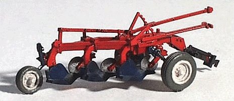 Farm Machinery (Unpainted Metal Kit) -- `Red` Little Gem 3-Bottom Plow, HO, GHQ 60003