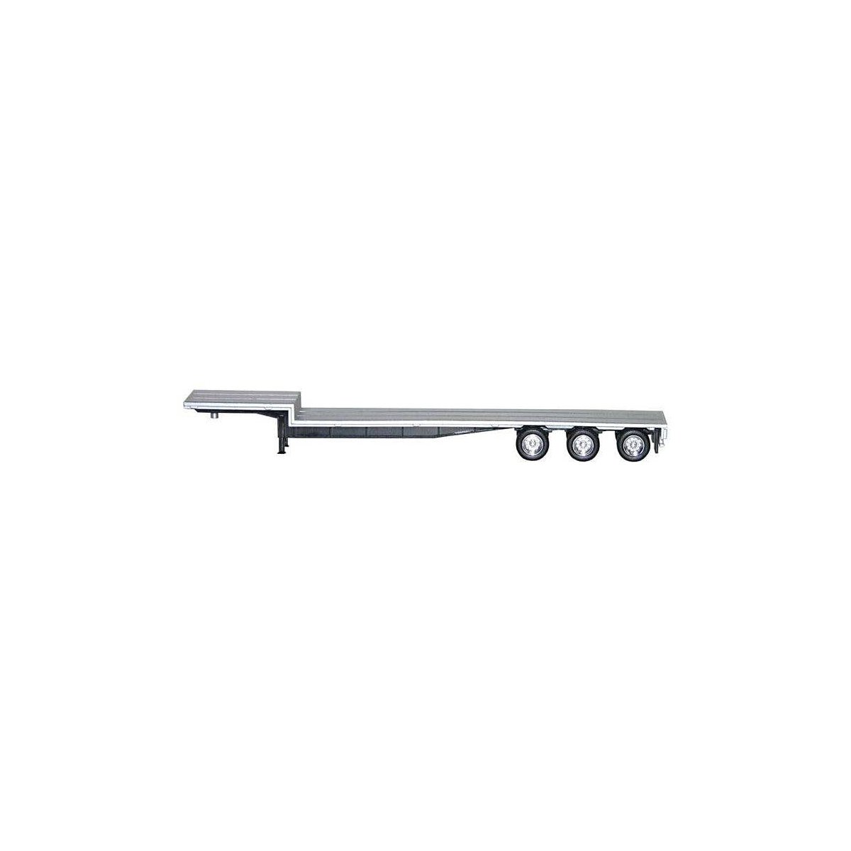 48′ 3-Axle Drop-Deck Trailer - Assembled -- Silver, Chrome Wheels, HO, Herpa Models 5454