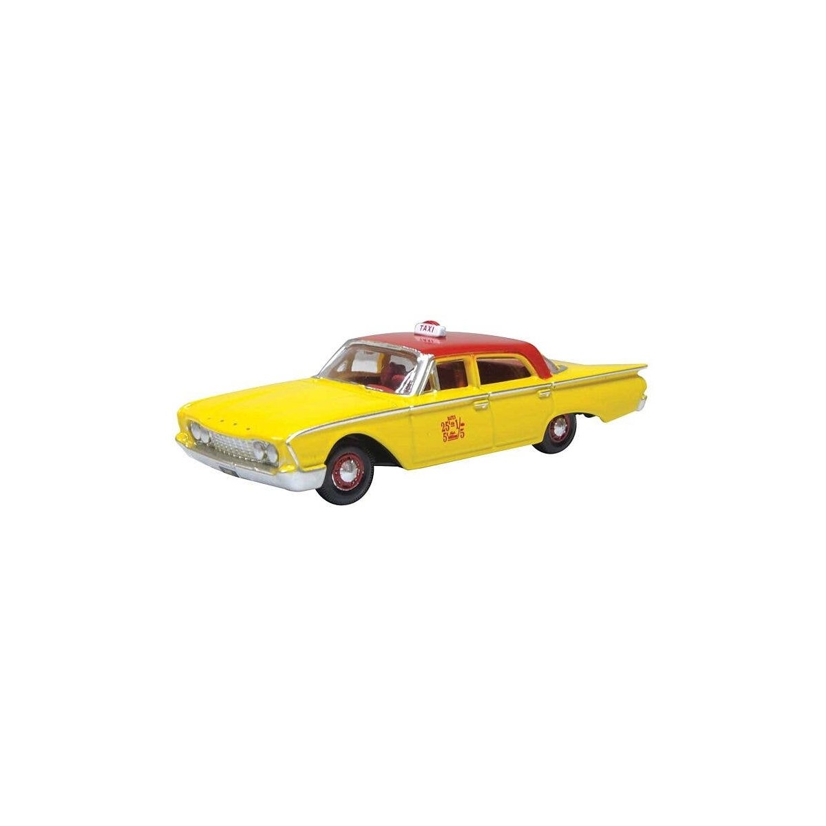 1960 Ford Fairlane 500 Town Sedan - Assembled -- New York City Taxi (yellow, red), HO, Oxford Diecast 87FF60003