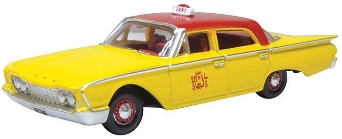 1960 Ford Fairlane 500 Town Sedan - Assembled -- New York City Taxi (yellow, red), HO, Oxford Diecast 87FF60003