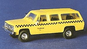 Chevrolet Suburban - Taxis -- Yellow Cab (yellow, Black Checkerboard Graphics & Lettering), HO, Trident Miniatures 90167