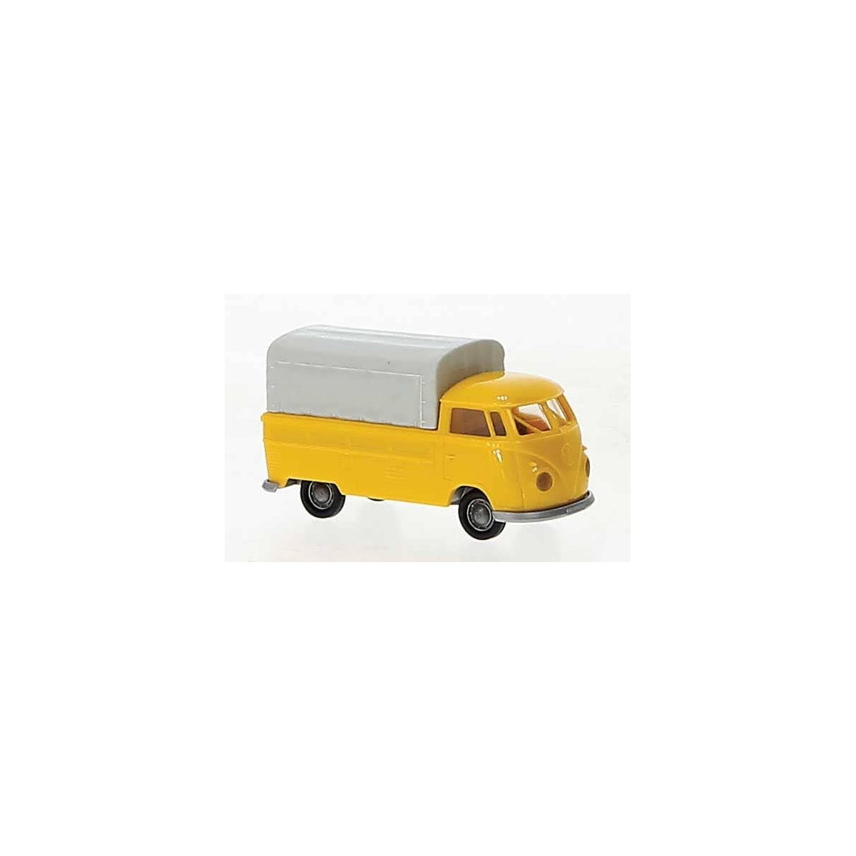 1960-1963 Volkswagen Pritsche T1b Pickup Truck w/Cover - Assembled -- Economy (red, gray), HO, Brekina Automodelle 32985