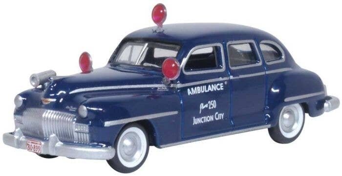 1946-1948 Desoto Suburban Sedan - Assembled -- Junction City Ambulance (blue), HO, Oxford Diecast 87DS46005