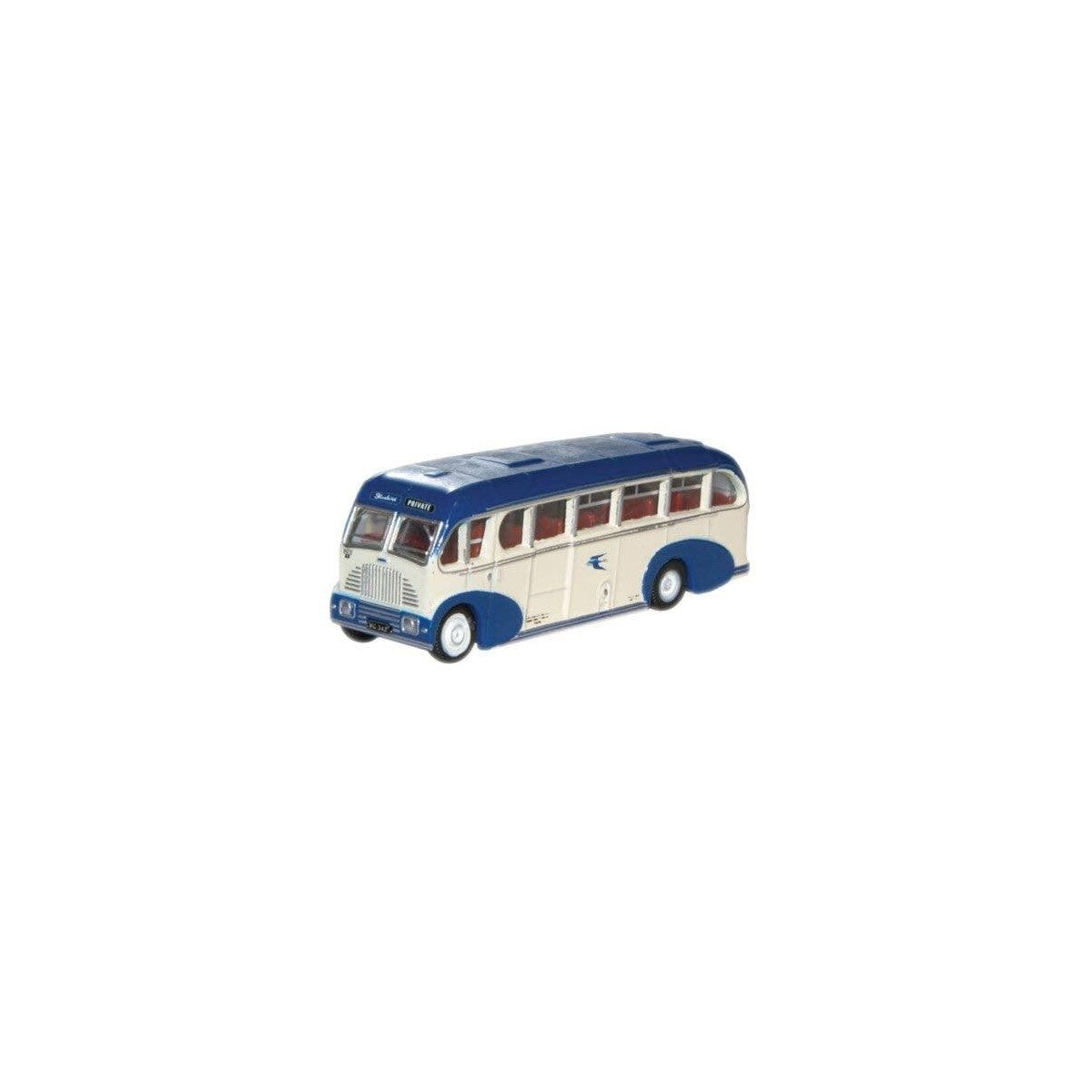 Burlingham Sunsaloon Bus - Assembled -- Alexander Bluebird (white, blue), N, Oxford Diecast NBS001