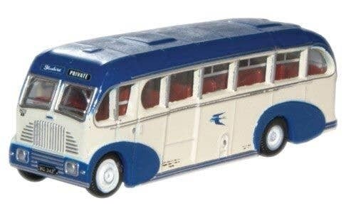 Burlingham Sunsaloon Bus - Assembled -- Alexander Bluebird (white, blue), N, Oxford Diecast NBS001