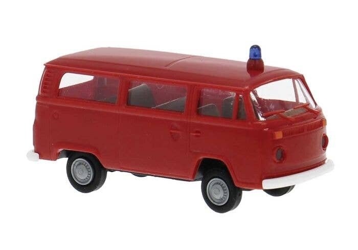 1973-1979 Volkswagen Kombi T2 Passenger Van - Assembled -- Fire Department, Economy (red), HO, Brekina Automodelle 33162