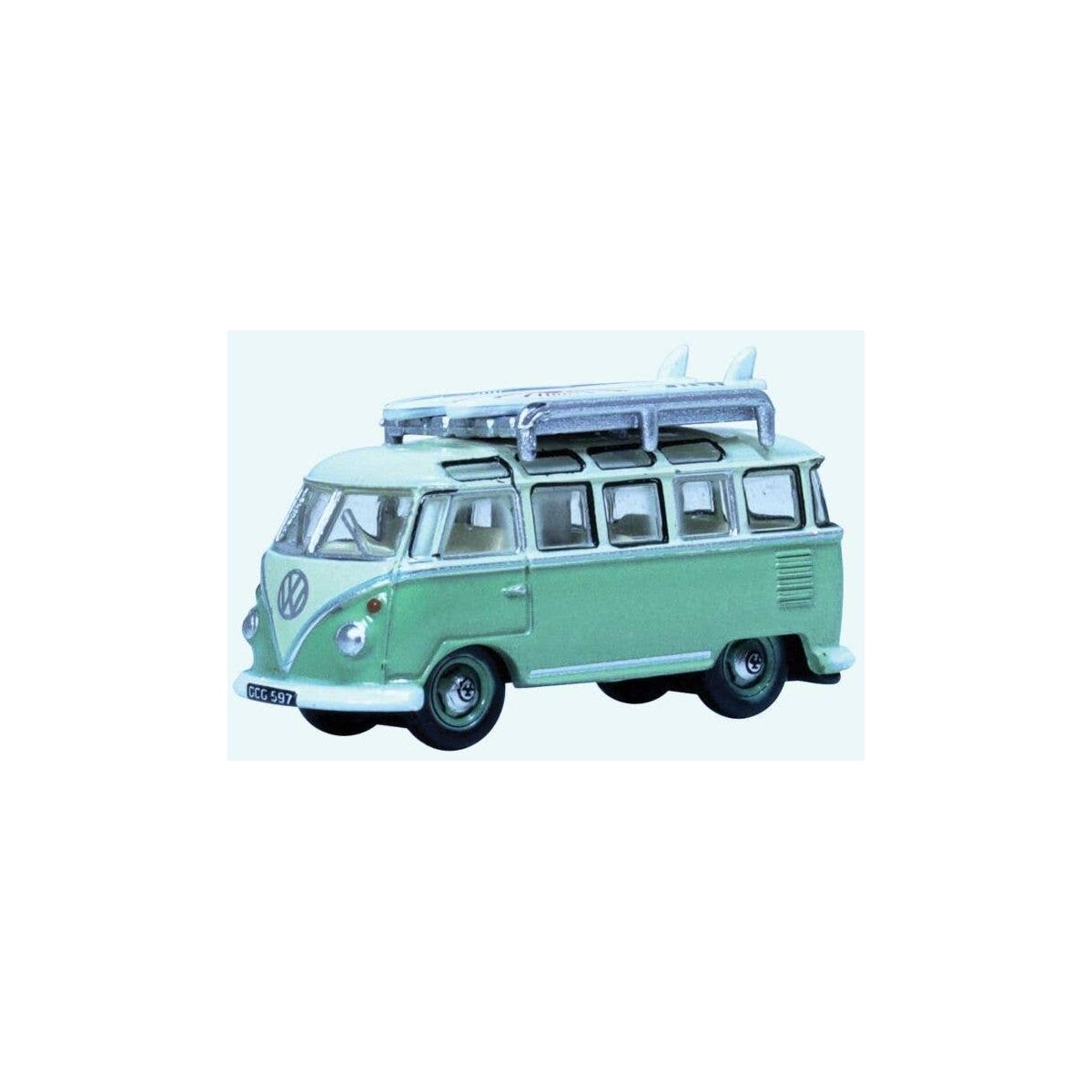 1951 Volkswagen T1 Samba Passenger Van - Assembled -- Turquoise, White, N, Oxford Diecast NVWS005