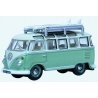 1951 Volkswagen T1 Samba Passenger Van - Assembled -- Turquoise, White, N, Oxford Diecast NVWS005