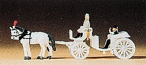 Horse-Drawn Wagon -- Open Carriage (white), N, Preiser Kg 79479