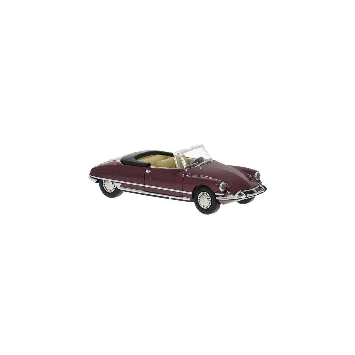 1960s Citroen DS Chapron Convertible - Assembled -- Top Down (metallic maroon), HO, Brekina Automodelle 14237