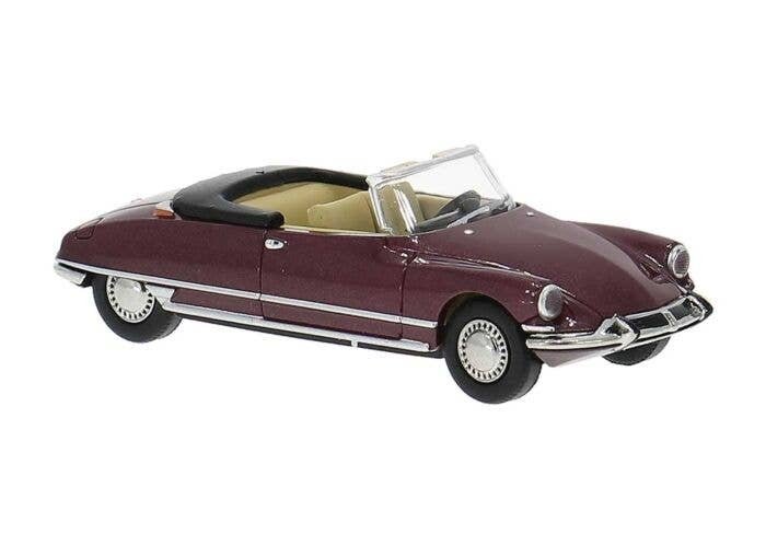 1960s Citroen DS Chapron Convertible - Assembled -- Top Down (metallic maroon), HO, Brekina Automodelle 14237