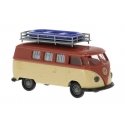 1960 Volkswagen T1b Passenger Van with Roof Rack - Assembled -- Beige, Brown, HO, Brekina Automodelle 31639