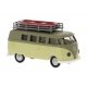 1962 Volkswagen T1b Passenger Van with Roof Rack - Assembled -- Khaki, Beige, HO, Brekina Automodelle 31638