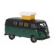 1960 Volkswagen T1b Passenger Van with Pop-Up Roof - Assembled -- Green, Black, HO, Brekina Automodelle 31634