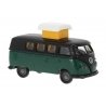 1960 Volkswagen T1b Passenger Van with Pop-Up Roof - Assembled -- Green, Black, HO, Brekina Automodelle 31634