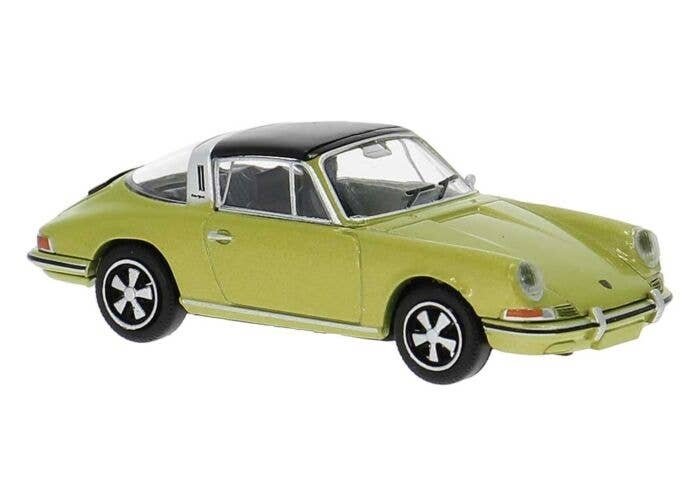 1963 Porsche 911E Targa Coupe - Assembled -- Gold, Black, HO, Brekina Automodelle 16269