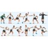 Soccer Team with Referee pkg(12) -- White Shirts, Black Shorts, HO, Preiser Kg 10758