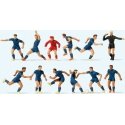 Soccer Team with Referee pkg(12) -- Blue Shirts, Blue Shorts, HO, Preiser Kg 10759