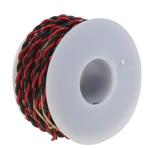 20 Gauge 2-Conductor Hookup Wire -- 25′ (black & red), All Scales, Wire Works 220100250