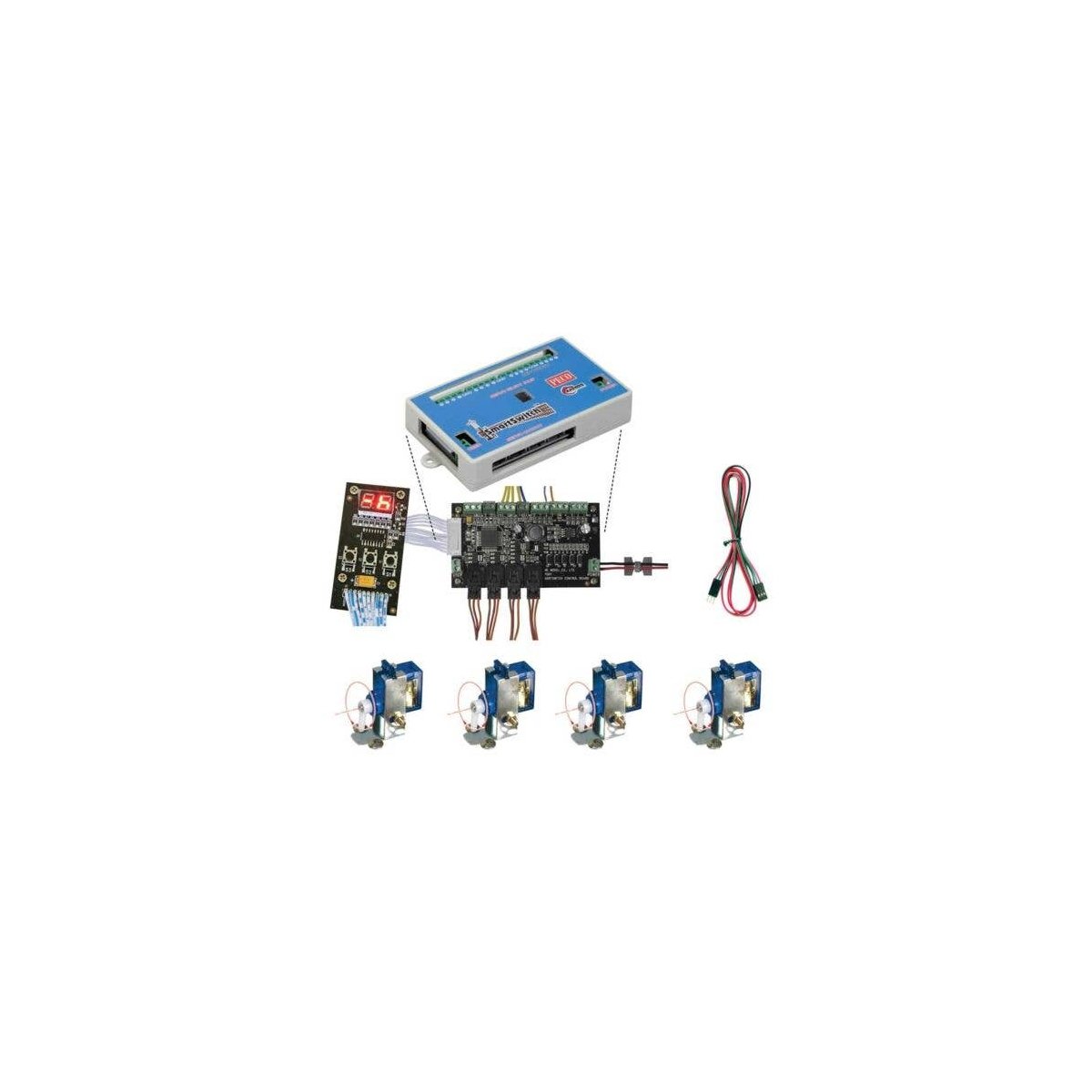 SmartSwitch(TM) Complete Set -- Programming Board and 4 Each: Servos, Toggle Switches, Cables, All Scales, Peco PLS100