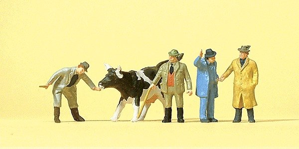 Working People -- Cattle At Market w/Figures pkg(5), HO, Preiser Kg 14039