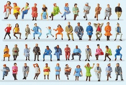 Passengers -- Seated Travellers pkg(48), HO, Preiser Kg 14418