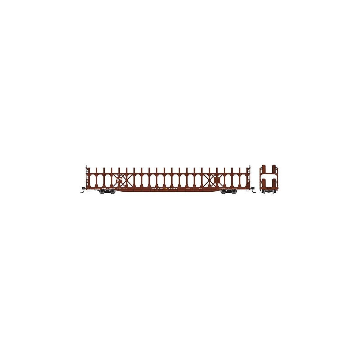 89′ Flatcar w/Bi-Level Open Auto Rack - Ready to Run -- Western Pacific 930222, HO, WalthersMainline 8045