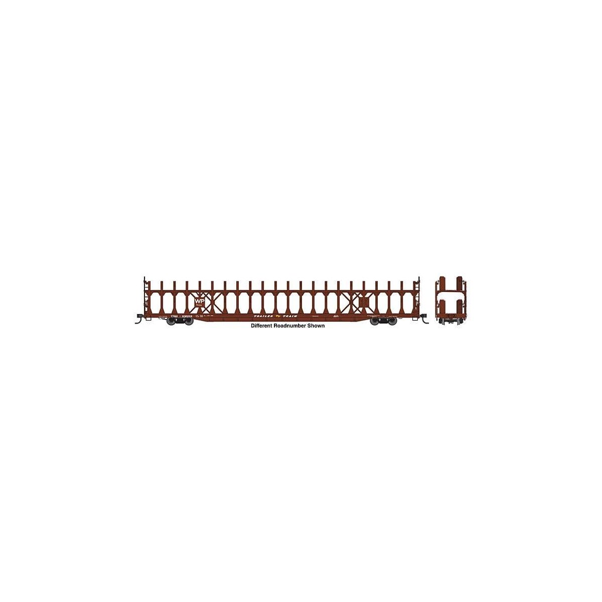 89′ Flatcar w/Bi-Level Open Auto Rack - Ready to Run -- Western Pacific 930230, HO, WalthersMainline 8046