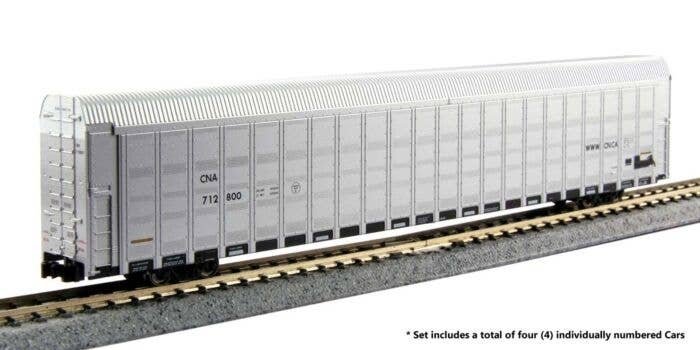 Aluminum Enclosed Auto Carrier 4-Pack - Ready to Run -- Canadian National 712846, 712849, 712853, , N, Kato USA Inc 1065509